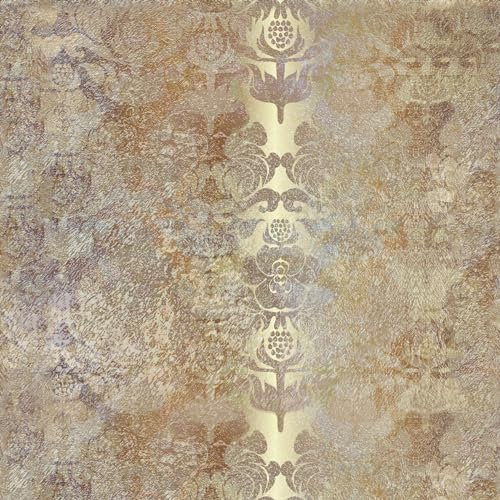 Auspicium Vintage Peel and Stick Wallpaper, Gold Damask,Self-Adhesive Removable Wallpaper Contact Paper for Decorative Bedroom Bathroom House Wall (17.3 x 118 inches)