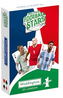 Waddingtons Number 1 World Football Stars Playing Cards, play fish, slap jack, crazy eights and rummy, Great Travel Companion, Gifts and Toys for Boys, Girls and Adults