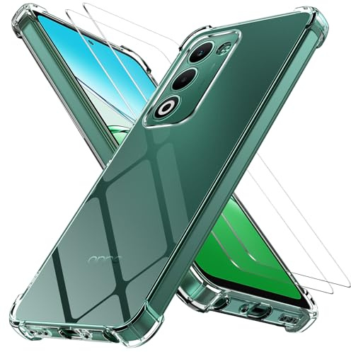 COPIKE Funda Antigolpes para OPPO A5 4G / 5G con 2 Piezas Cristal Templado, Carcasa Silicona Suave TPU Anti-Choques y Protección de Cámara, Transparente