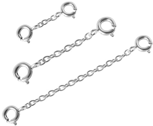 Koprek 3 Pcs Necklace Extenders, 3cm/5cm/8cm 925 Sterling Silver Double-Link Extension Chain Bracelet Extender Silver, Silver Chain Extenders, Suitable for Various Jewellery-Making Projects