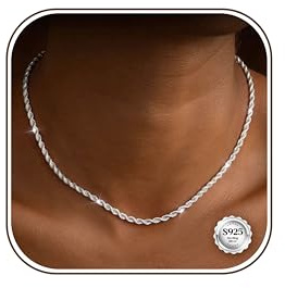 Dochais Sterling Silber 925 Halskette Damen 2mm/3mm Robuste Kette Silber 925 Plattiert Damen Schmuck Kette Herren Frauen Geschenk 16/18/20/22 Zoll