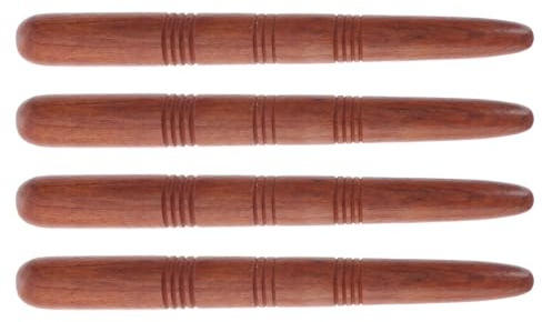 TOPPERFUN 4 PCS Bâton de Massage, Acupression Pieds en Bois Marron, Outil Manuel de Massage des Méridiens pour la Maison, Portable Acupoint Massag·e Stick for Foot, Hand and Full Body Muscle Relief