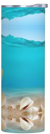 Taza de acero inoxidable sin accesorios, botella de agua aislada con estampado de perlas de mar, taza térmica portátil, vasos para exteriores