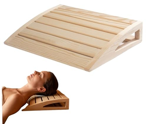 Bastu nackstöd, bastukudde ihåligt nackstöd för avkoppling träkudde ergonomiskt nackstöd för män kvinnor 35 x 30 x 6,8 cm beige, för insidan