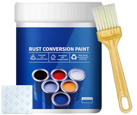 Rust Remover for Metal - Anti Rust Paint with Brush, Eliminates Oxides from Aluminum, Cast Iron, and Steel (White,500g / 17.6 Fl Oz)