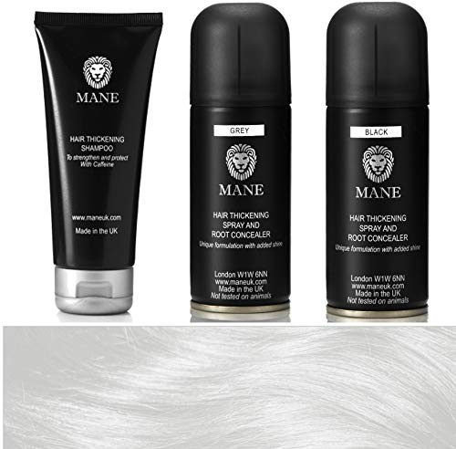 Mane Hair Thickening Spray x 2 (100 ml Grey) and a Mane Hair Thickening Shampoo