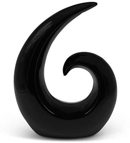 FeinKnick Stilvolle Skulptur aus Keramik - Moderne Dekoration in Schwarz - Deko Spirale 20 cm hoch