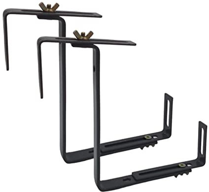 BURI 2 Stück Blumenkastenhalter Balkonkastenhalter in grau - Befestigung an Brüstungen/Geländern - Blumenkastenhalterung universal passend und verstellbar