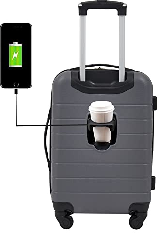 Wrangler Smart Spinner Hardside Luggage, 22-Inch Carry-On, Quiet Shade