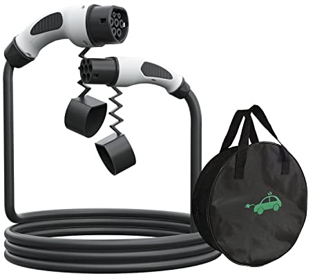 Laddkabel Typ 2-11KW 32A 3-Fas Typ 2 Laddningskabel för EV/PHEV, Elbil laddningskabel typ 2 till typ 2 med bärväska, Typ 2 EV Laddningskabel för Model Y/3/S/X, i3, ID.4, ID.5, IONIQ