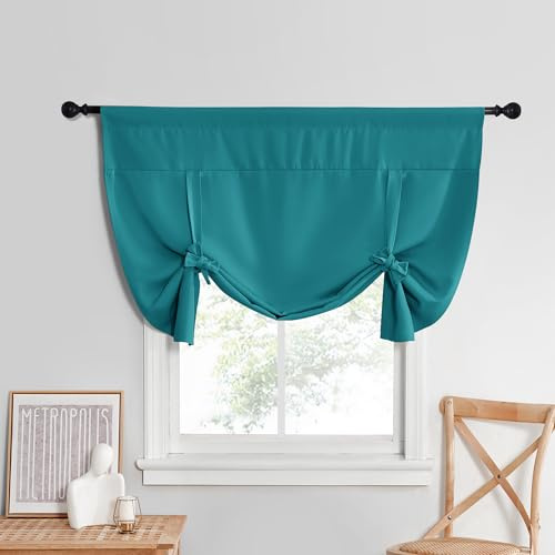 NICETOWN Tende corte regolabili per finestra, per camera da letto, risparmio energetico per bagno, larghezza 52 x lunghezza 114,3 cm, 1 pannello, pavone verde acqua