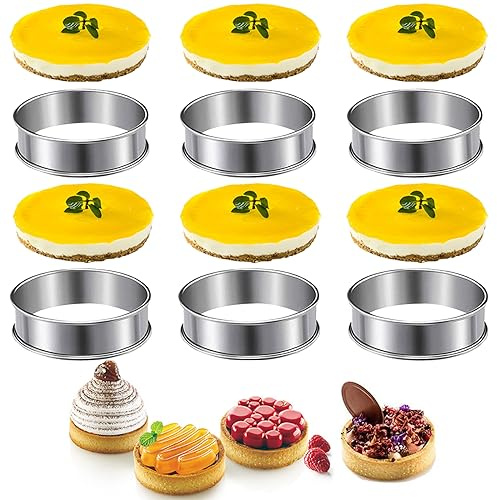 Gearmax 6 Pezzi Anelli da Cucina,Stampo per Pancake,Anelli per Torte Rotondo,per Mousse di Forma Rotonda Decoratore per Dessert Bakeware Antiaderente