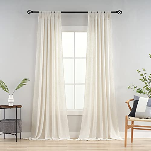 VOILYBIRD Tenda con Passanti Gardine 2 Pezzi per Soggiorno Lino Naturale HxL 245x140