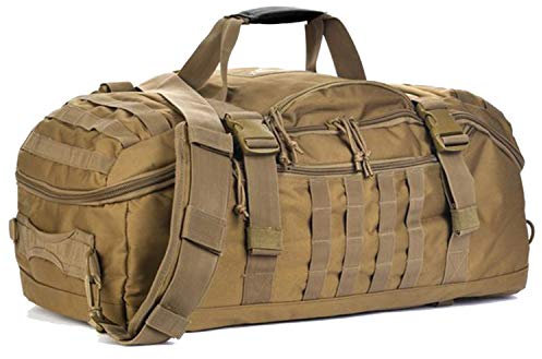 Miramrax Sporttasche, Rucksack – Reise-Wochenendtasche für Männer und Frauen, Workout-Tasche für Militär, Sport, Übernachtung, Basketball, taktisch, Fußball, wasserdicht und reißfest, Coyote, 45l,