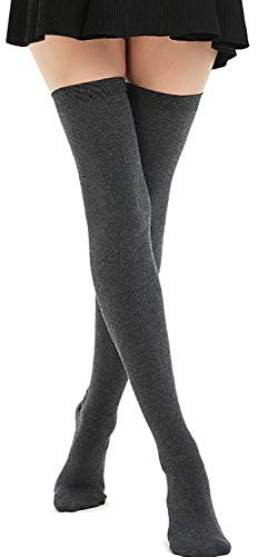 DRESHOW Women Extra Long Thigh High Socks Thin Stripes Tube Tights Over Knee Socks Casual High Boot Stockings