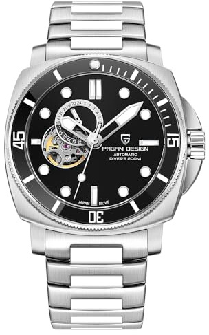 Pagani Design- Montre Automatique pour Hommes, Bracelet décontracté en Acier Inoxydable avec Glace Saphir élégante, Bracelet en Nylon NH39, PD1736