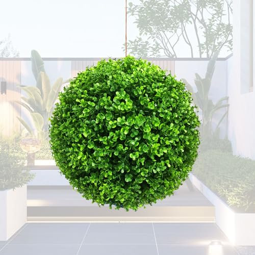 ATYUJKB Sfere Bosso Foglie Artificiali Arte Topiaria Pianta Finta Esterni Dia 35cm, Sfera di Bosso Sintetica Palla, Artificiale Buxus Arredamento da Giardino, Palla Artificiale Palla Finta Pianta di