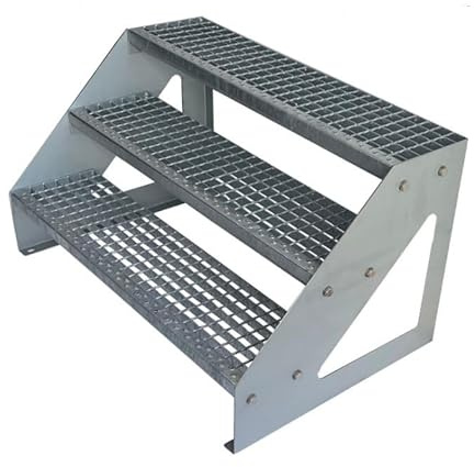 PSB STAHL AUF MASS Gitterroststufe Treppenstufe Trittstufen Metalltreppe schweißpress feuerverzinkt 270mm Treppe SET Tiefe (1200x270mm)