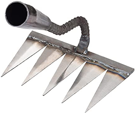 MLqkpwy Ogräsräfsa - 5 tänder 32 mm trädgårdsräfsa metall räfsa, lövräka, hacka ogräsrensa, ogräsraka, ogräsraka, ogräsraka, ogräsraka, ogräsborttagningsräfsa