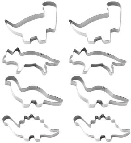 8 Piezas Moldes Galletas, moldes para galletas con diseño de dinosaurio, molde para hornear para niños Dino Party, Acero inoxidable para Pastel, Cookie, Fondant, para CumpleañOs