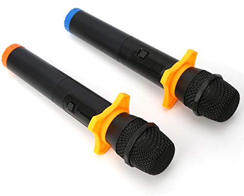 Chiyyak Karaoke Trådlös Mikrofonset med återkopplingsdämpning, 2 Mikrofoner för Hemkonferenser, 3,5 Mm Adaptrar, Svart