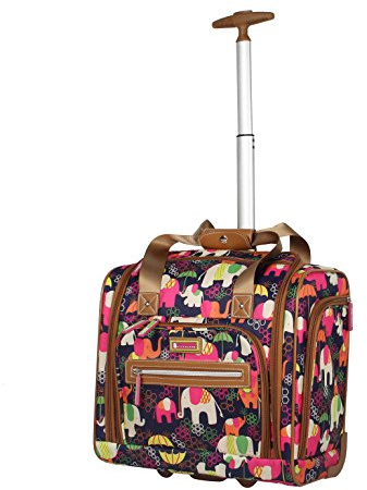Lily Bloom Designer 15 Inch Carry On,Weekender Overnight Business Travel Luggage,Lightweight 2- Roller Wheels Suitcase,Under Seat Rolling Bag for Women, One Size, Under Seat Rolling Bag