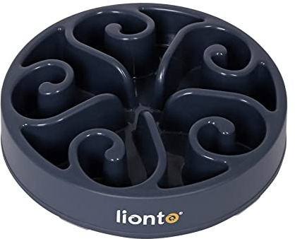 lionto Ciotola anti-ingozzamento per cani e gatti, Ø 30 cm, altezza 7 cm, capacità fino a 1500 g, ciotola antiscivolo in plastica alimentare, lavabile in lavastoviglie fino a 100°, grigio scuro