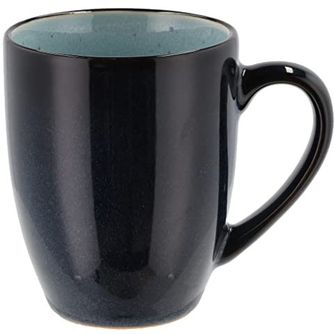 BITZ Becher mit Henkel, Kaffeebecher aus Steinzeug, 30 cl, Dunkelblau/Hellblau