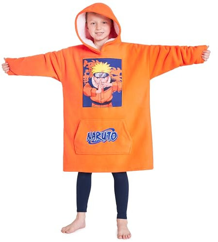 Naruto Sudadera Manta con Capucha Niños - Talla Única, Batamanta Niño, Poncho Polar, Regalos Niños, Navidad