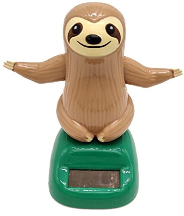 URFEDA Solar Wackelfiguren Für Auto Faultier Solar Tanzen Spielzeug Solarbetriebenes Tanzen Schwingendes Cartoon Spielzeug Bobbleheads Figur Statue Auto Armaturenbrett Ornamente für Auto Haus Büro