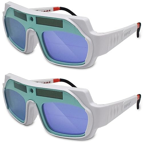 SagaSave Lunettes de soudage, 2PCS Lunettes de soudage à assombrissement automatique, Lunettes de sécurité Lunettes de soleil Protection contre l'éblouissement de la soudure, Lunettes de soudeur
