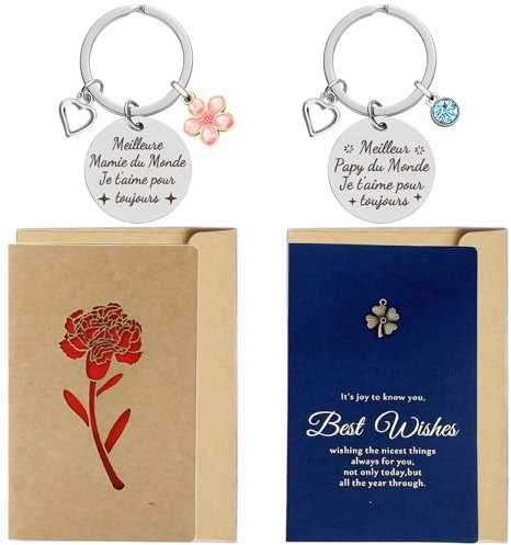 SAKNYUFO Opa Geschenke, Schlüsselanhänger Gravur mit Bester Opa Oma der Welt