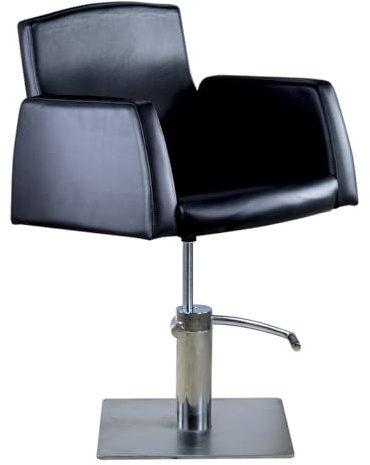 Italian Design - Sillón de Peluquería Profesional Rialto - Diseño Ergonómico y Acolchado con Altura Ajustable 90-105 cm, Tapizado Resistente al Agua y Base Cromada Antideslizante - Color Negro