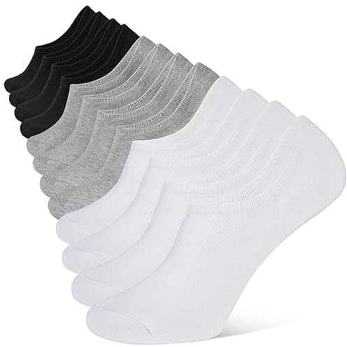 ZEACCT 6 Paires de Chaussettes Invisibles, Chaussettes D'entraînement pour Hommes, Chaussettes Décontractées Basses Invisibles pour Hommes, Adaptées Aux Chaussures de Sport (Gris + Noir + Blanc)