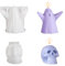 Halloween Candle Moulds,2PCS 3D Skull Ghost Molds for Candle Making,Halloween Skeleton Silicone Mould for DIY Craft Handmade Soaps Thanksgiving Day Halloween‘s Decoration (White Ghost & Skull)