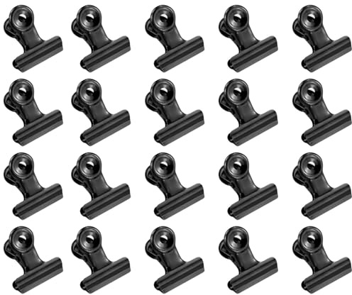 30 clip nere piccole per bulldog, in metallo, per cartelloni di carta, per borse, negozi, ufficio e cucina a casa (nero, 22 mm)