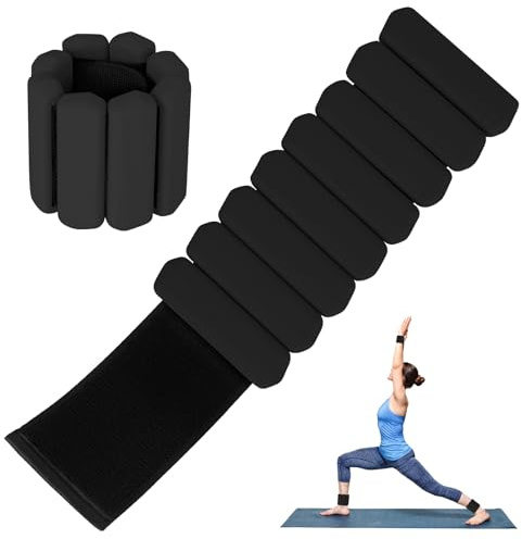 Wrist Weights Set of 2, Wearable Arm & Leg Weights for Women & Men, Adjustable Wrist Ankle Weights for Walking, Yoga, Swimming, Gym, 2lb (Black)