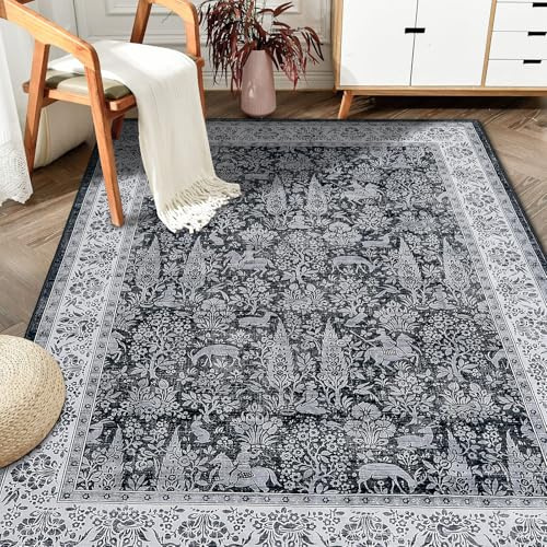 WONGS BEDDING Alfombra gris para sala de estar, 200 x 300 cm, antideslizante, lavable, para dormitorio, salón, pelo corto, para comedor, hogar, oficina