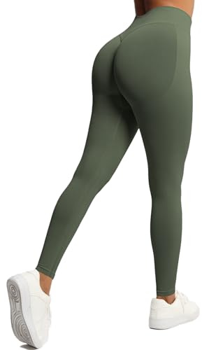 JTSONN Scrunch Butt Leggings Damhögmidjade sportbyxor Långa Booty Lifting Yogabyxor Push Up Gym Sportbyxor Sömlösa löparbyxor Sportleggings