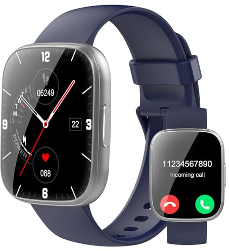 Puqo Reloj Inteligente Hombre Mujer, 2025 Smartwatch 1.95 Llamada Bluetooth, 112 Modos Deportivos, Pulsera Actividad con Monitor de Ritmo Sueño y Cardíaco, IP68 Smart Watch para Android iOS, Azul
