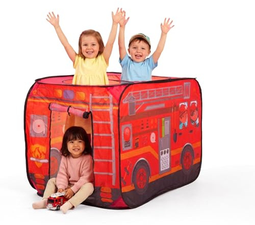 Fire Truck Pop Up Tent for Kids – Foldable Playhouse for Boys Girls Ages 3-8 – Indoor Outdoor Waterproof Play Tent with Carry Bag – Imaginative Role-Play Toy Gift