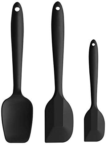 iNeibo Heat Resistant Silicone Spatulas, Non Stick Coating with Steel core, Cake Cream Butter Spatula Mixing Batter Scraper Brush Silicone Baking Tools(3PCS)