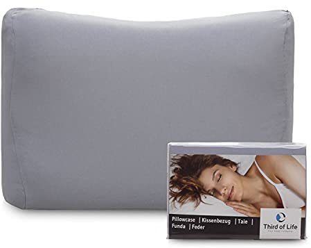 Hochwertiger MATAR Kissenbezug Einzelpack (Hellgrau Uni) für Nackenstützkissen MATAR - Mako-Baumwolle, Double Jersey, guter Fit, Oeko-Tex Zertifiziert, Kissenhülle mit Reißverschluss