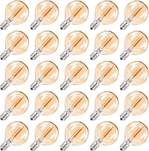 25 Stücke G40 1W LED kleine Glühbirnen E12 220V Warmweiß Glas 2200K LED Lampen Ersetzen G40 7W Glühend für Party Garten Hochzeit Dekoration Lichterkette Ersatz-Glühbirne