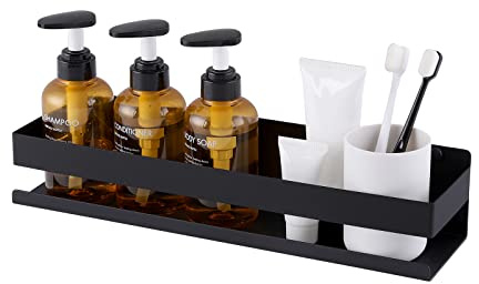 KES Étagère Salle de Bain Noir Étagère Douche Acier Inoxydable Etageres Douche Murale 40CM Rangement, BSC205S40B-BK
