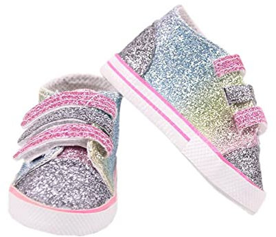 DUORUIMI Puppenschuhe Sneaker mit Pailletten Zubehör für American Girl Doll 45,7 cm