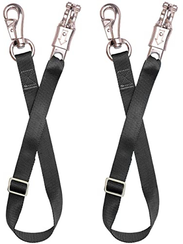 Adjustable Trailer Tie （2 Pack）-Horse Trailer Nylon Strap Tie，Adjusted from 25 to 37” (Black)