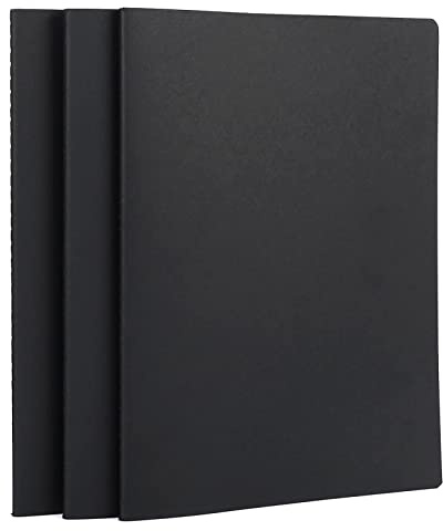 Yarotm Notizbuch A4 Blanko - 3 Stück Notizheft A4 Softcover Schwarz - 100gsm Papier Skizzenbuch Kraft Notebook Leere Seiten - 40 Blatt Notizblock Skizzenblock Notiz Buch- a4 Notizbuch