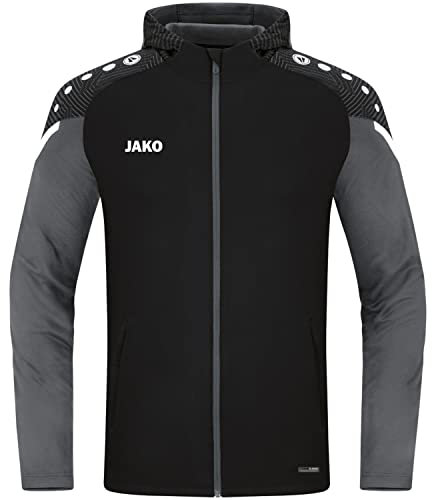 JAKO Herren Kapuzenjacke Performance, Schwarz/Anthra Light, XL
