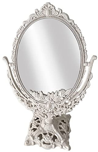 Hilai Miroir de Table Ovale Miroir Vintage Maquillage pivotant avec Stand décoration Antique pour Dressing Salle de Bain miroirs Portables